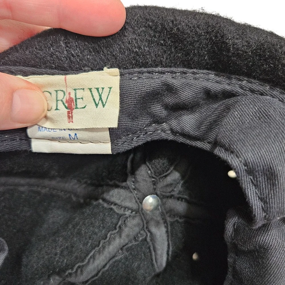 Vintage‎ J. Crew Black Wool Baseball Cap Size M Made In USA Unisex Classic Soft